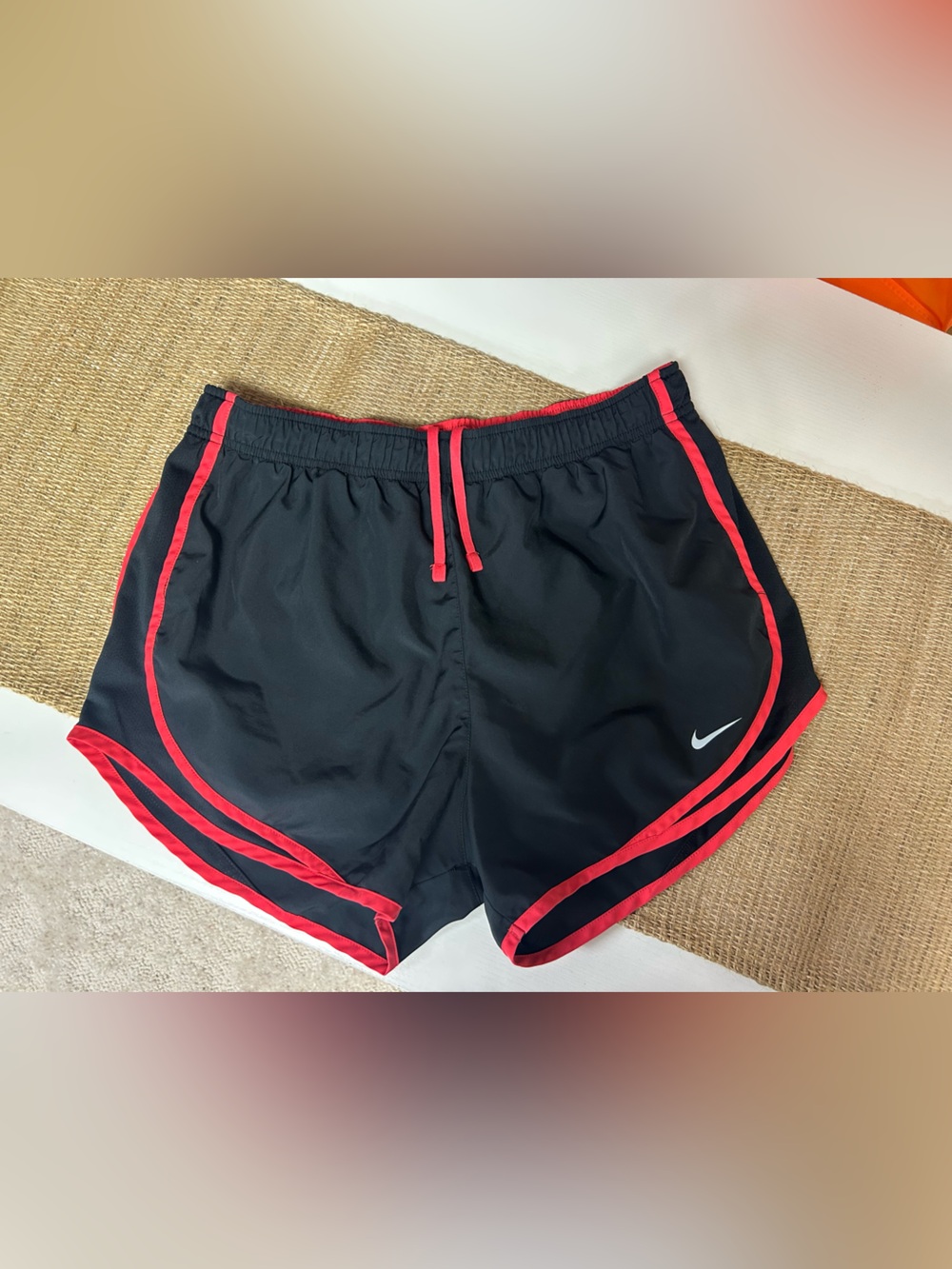 Nike Women's Black Athletic Shorts with Pink Trim Medium